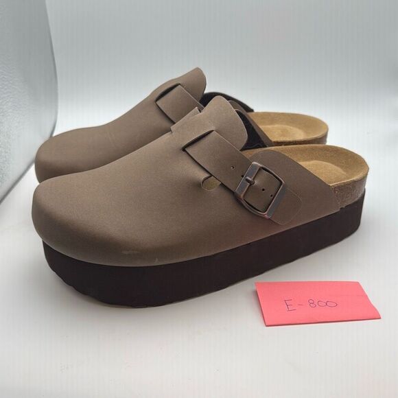 CUSHIONAIRE Women's Loom Cork Footbed Platform Clog SIZE 8 BROWN PREOWNED MARKS - Picture 8 of 8